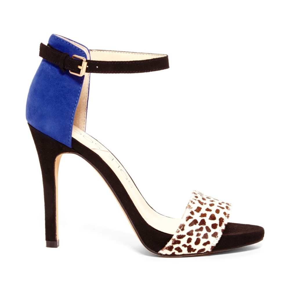 NEW ~ Ankle Strap Sandals / Heels ~ Blue Animal Print